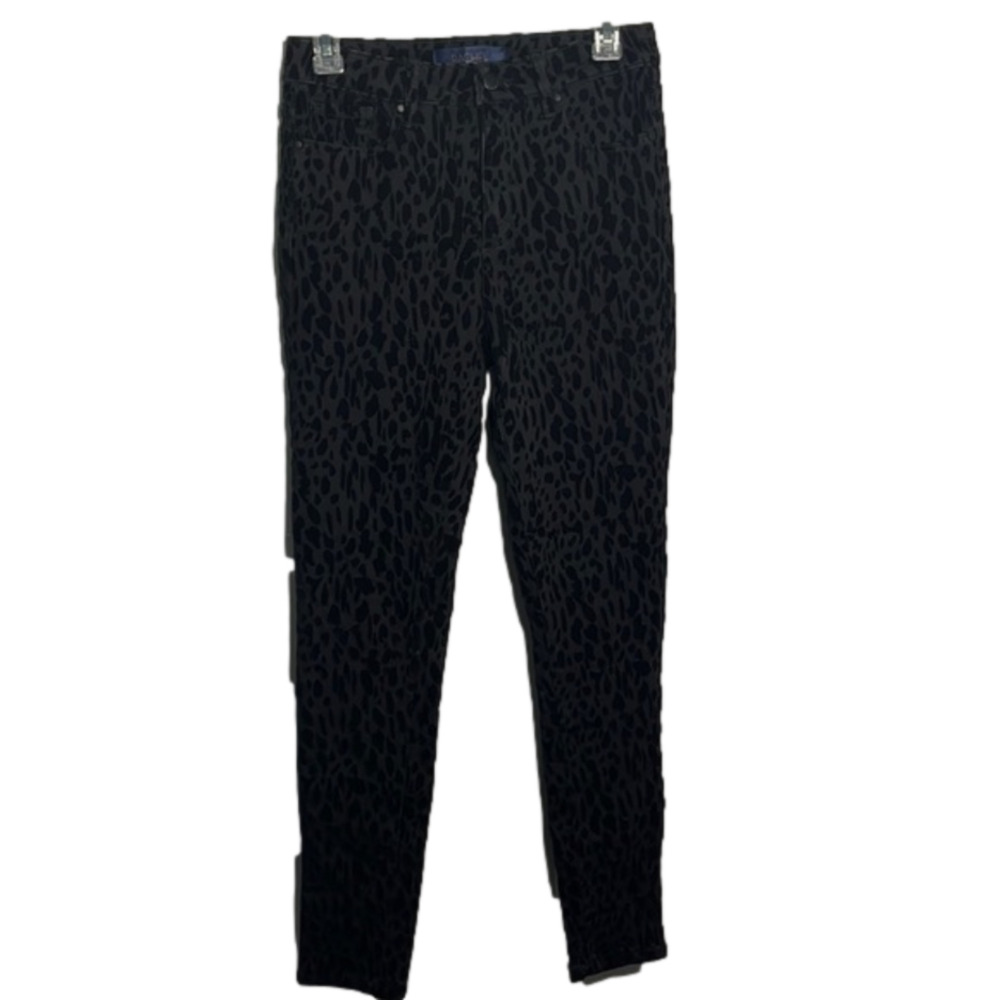 Rachel Roy Black Velvet Animal Print Skinny Pants 27
